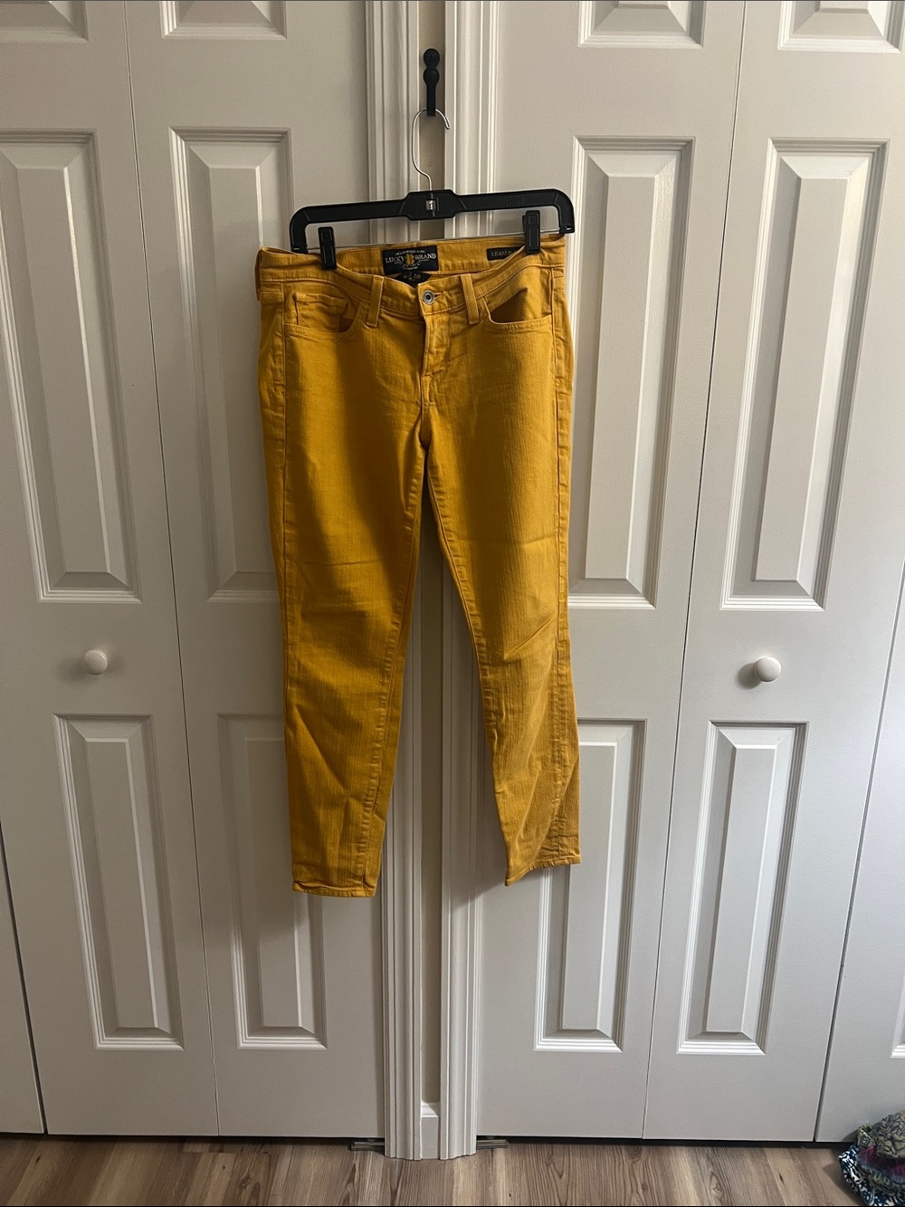 Lucky Brand Charlie mustard yellow skinny jeans